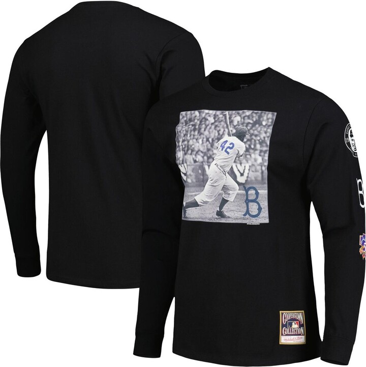 Mitchell & Ness Men's Jackie Robinson Black Brooklyn Dodgers Cooperstown  Collection Batter Up Long Sleeve T-shirt - ShopStyle