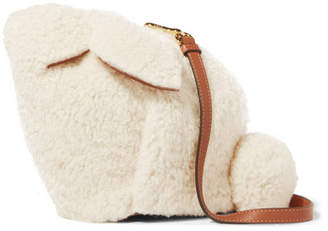 Loewe Bunny Leather-trimmed Shearling Shoulder Bag - White
