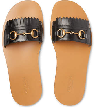 Gucci Horsebit Fringed Leather Sandals