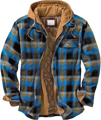 YAOTT Men's Padded Lumberjack Casual Long Sleeve Plaid Flannel Jacket Fur  Lined Button Warm Shirt Sherpa Jacket Plus Big Size Hoodies Quilted Fleeced  Windbreaker Outwear Sweatshirt 10HS 4XL - ShopStyle