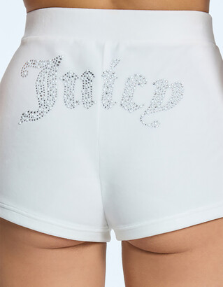 Juicy Couture Pearly Big Bling Velour Womens Booty Shorts - ShopStyle