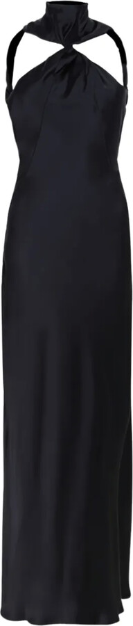 ATTICO High-Neck Twisted Maxi Dress