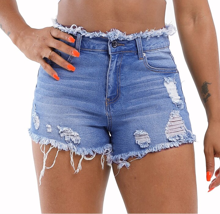 Winter Distressed Denim Shorts for Women Solid Color Drawstring Hot Pants  with Pockets Slim-Fit Buckle Jeans Short - Walmart.com