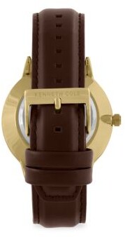 Kenneth Cole New York Dress Sport 45MM Goldtone Stainless Steel Leather-Strap Watch