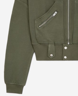 The Kooples Hooded khaki sweatshirt with zipped pockets