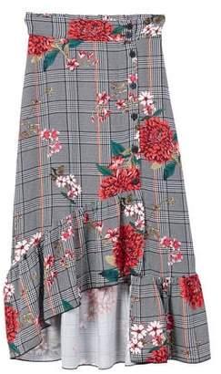 MANGO Floral Prince of Wales skirt