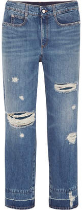 Stella McCartney Cropped Distressed High-rise Straight-leg Jeans - Blue