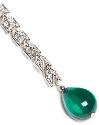 Kenneth Jay Lane Pear drop glass crystal pavé chain earrings