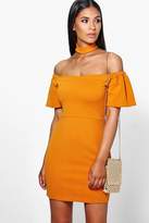 Thumbnail for your product : boohoo Louise Off Shoulder Choker Midi Dress