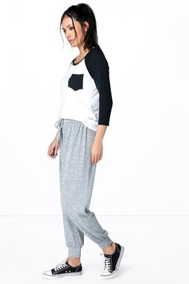 boohoo Yazmin Loose Fit Melange Knit Relaxed Joggers