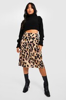 Thumbnail for your product : boohoo Petite Leopard Print Bias Cut Midi Skirt