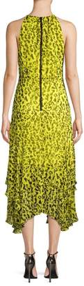 Nanette Lepore Leopard Print Chiffon Handkerchief Midi Dress