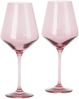 Estelle Colored Glass Pink Wine Glasses, 16.5 oz