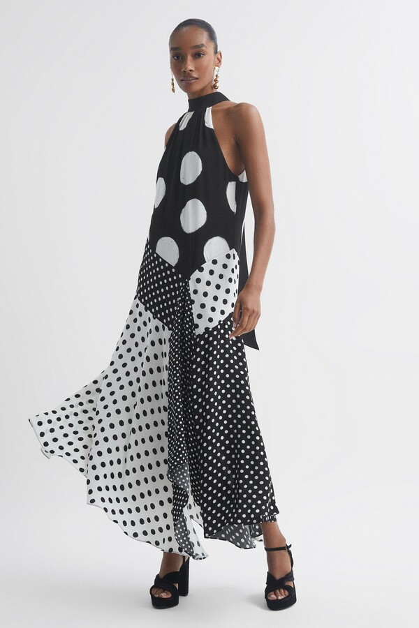 Florere Polka Dot Asymmetric Midi Dress - ShopStyle