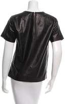 Thumbnail for your product : Reed Krakoff Leather-Trimmed Lace Top