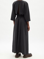 Thumbnail for your product : Raey Wide-sleeve Elasticated-waist Silk Dress - Black Multi
