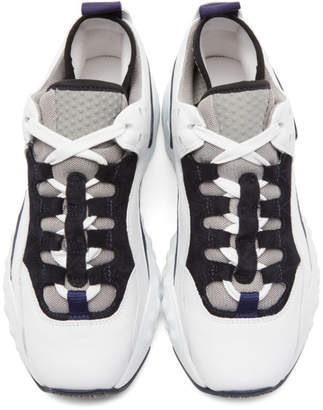 Acne Studios White and Navy Manhattan Sneakers