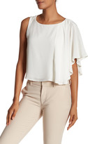 Thumbnail for your product : Nicole Miller Solid Beaded Shoulder Drape Silk Blouse