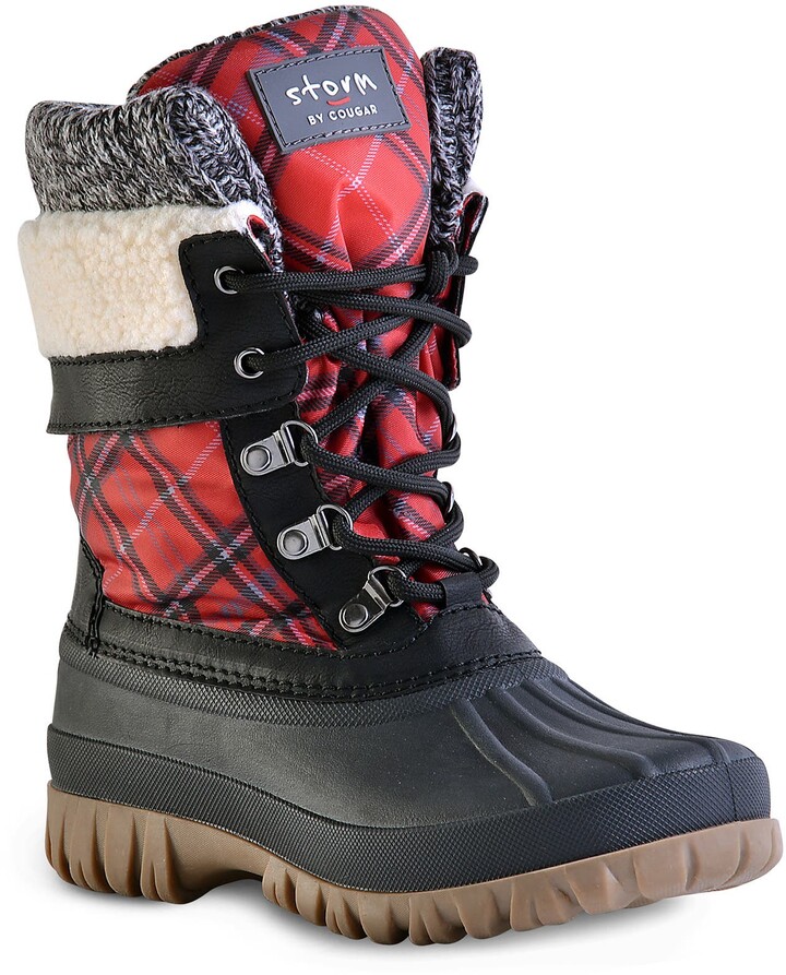 red plaid ankle boots