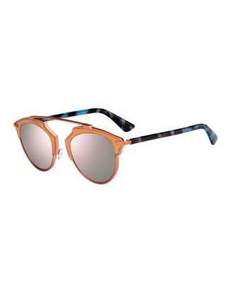 Christian Dior So Real Brow-Bar Mirrored Sunglasses, Peach