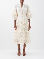 Thumbnail for your product : Zimmermann Lyre Crochet-embellished Tiered Ramie-voile Dress