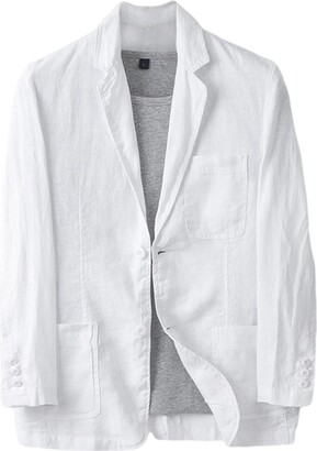 BESTORI Men's Linen Blazer Suit Jackets One Button Lightweight Sport Coat  White - ShopStyle