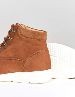 ASOS Lace Up Hybrid Boots In Tan Leather With Contrast Sole