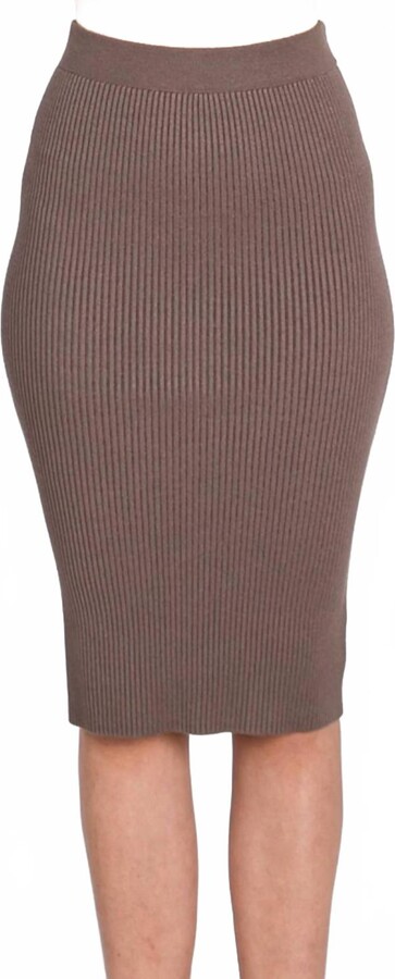 be cool Ribbed Knit Sweater Skirt In Dark Taupe