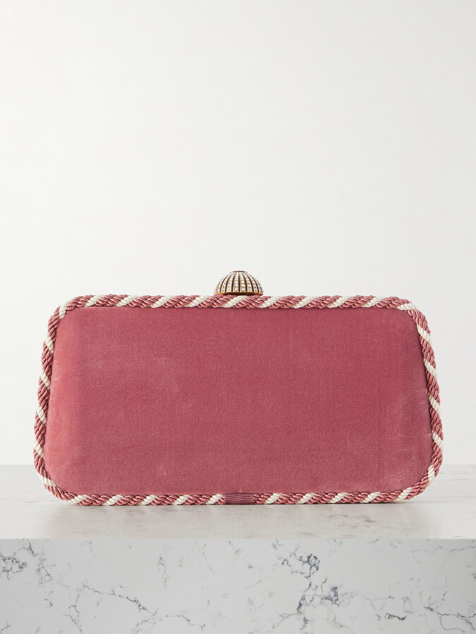 Valentino Garavani Carry Secrets Embellished Cord-trimmed Velvet Clutch - Pink