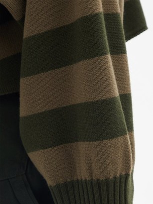ATTICO V-neck Striped Merino-wool Cardigan - Green Stripe