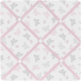 JoJo Designs Sweet Pink, Gray and White Shabby Chic Alexa Damask Butterfly Fabric Memory/Memo Photo Bulletin Board