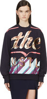 Thumbnail for your product : Juun.J Navy Printed & Embroidered “Can't Stop The Hustle” Sweatshirt.