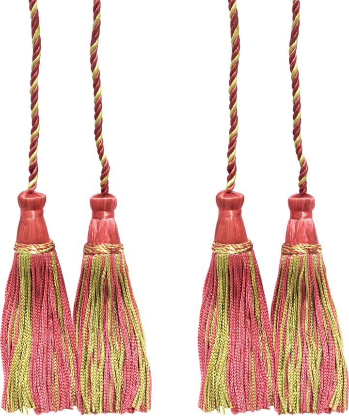 Double Curtain & Drapery Tieback/Holdback, 4" Tassel | 10cm, 29" Spread | 73.5cm # Cdct, Rose Petal Pink #642 Set Of 2