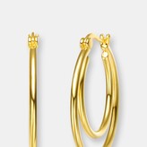Thumbnail for your product : Rachel Glauber Rachel Glauber 14k Gold Plated Cubic Zirconia Double Hoop - Gold