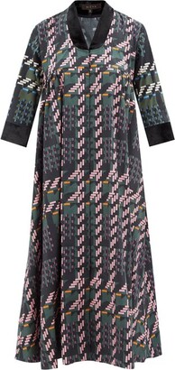 Biyan Leighton Geometric-print Cotton-blend Midi Dress