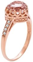 Thumbnail for your product : 14k Rose Gold Over Silver Morganite Triplet & Lab-Created White Sapphire Heart Crown Ring