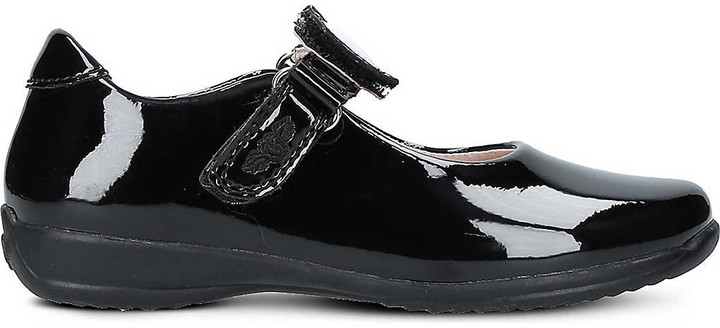 NEW Girls Black Patent Shoes School Purple Pumps Leather Insole Kids sizes 8-12 