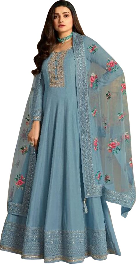 JIVRAJ FASHION Salwar Kameez - Indisches Kleid Aus Georgette Mit Stickerei