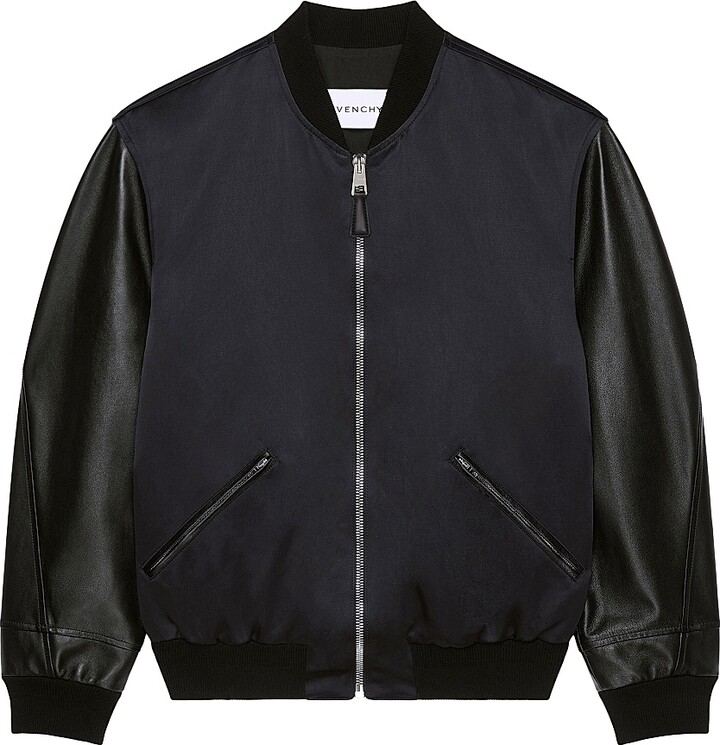 Givenchy Men's Bomber Jacket in Satin and Nappa Leather - Black - Size 36