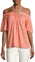 Thumbnail for your product : Bailey 44 Tent Halter-Neck Monkey Printed Top, Orange