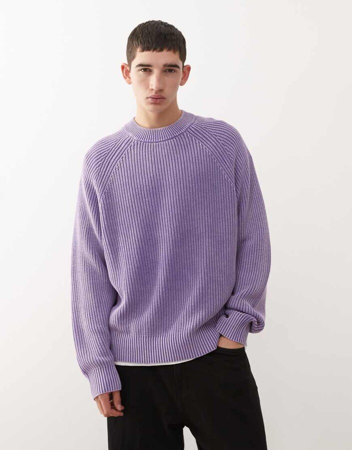 Weekday relaxed knit sweater in washed purple