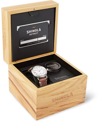 Shinola The Runwell 36mm Stainless Steel And Leather Watch - White