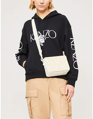 Kenzo Women's Red Embroidered Logo And Rose Cotton Jersey Hoody
