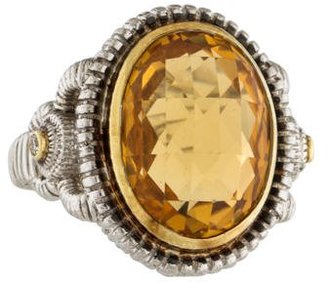 Judith Ripka Citrine & Diamond Ring