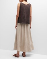 Thumbnail for your product : Eileen Fisher Gathered A-Line Organic Linen Midi Skirt