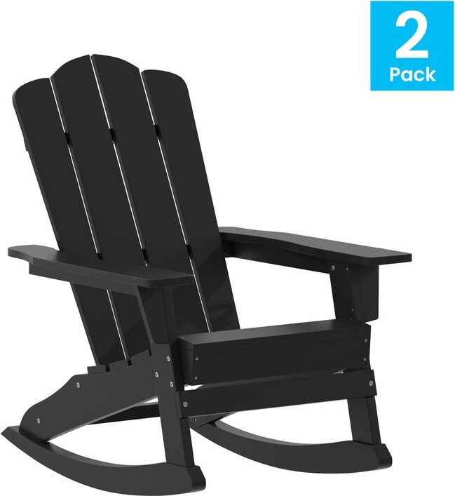 Merrick Lane Ridley Adirondack Rocking Chair With Cup Holder, Weather
