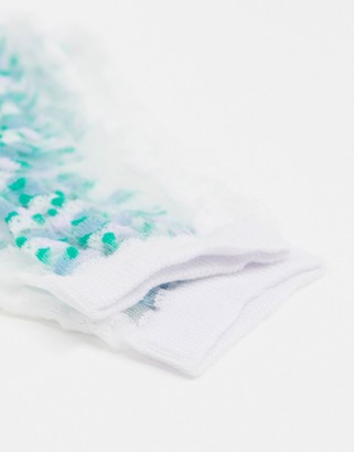 ASOS DESIGN panelled lace floral sheer mesh socks