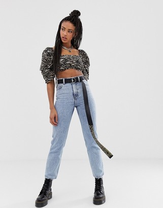 Collusion super crop top with Zebra statement sleeves
