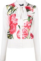 Carnation-print silk blouse 