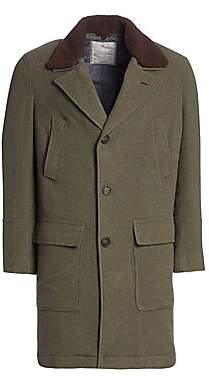 Brunello Cucinelli Men's Wool & Cashmere Shearling-Collar Overcoat